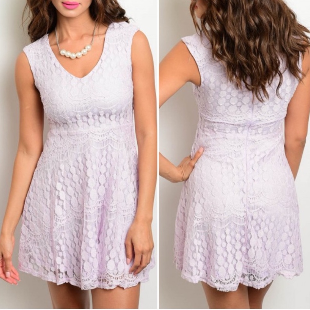 SALE! Girly & Flirty Lilac little Lace Dress - Picture 1 of 6